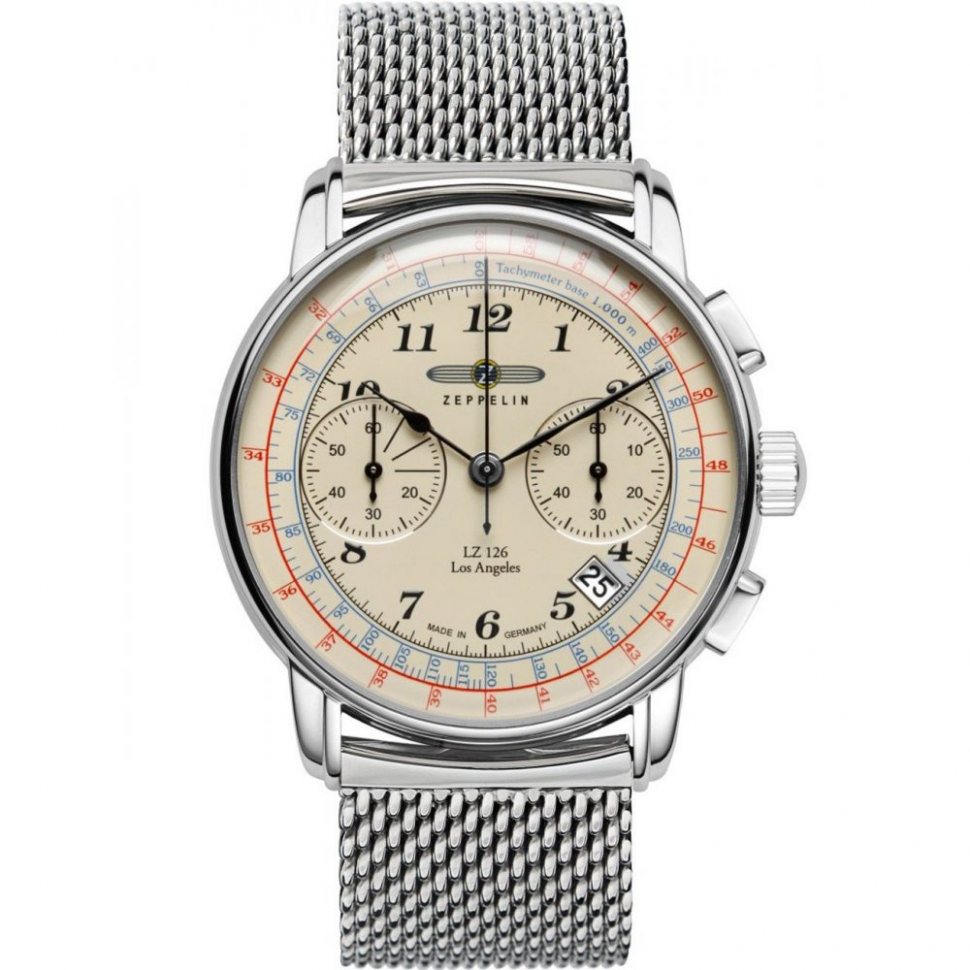 Zeppelin 7614M-5 Mens Watch Los Angeles Chronograph 42mm 5ATM 