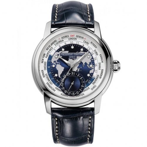 Frederique Constant FC-718NWWM4H6 Mens Watch Classic Worldtimer Automatic 42mm 5ATM 