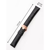 Perigaum Leather Strap 22 x 175 mm Black Rose Folding Clasp