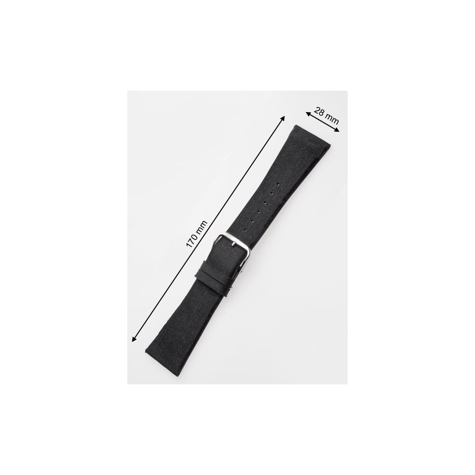 Perigaum Textile-leather-strap 28 x 170 mm Black Silver Clasp