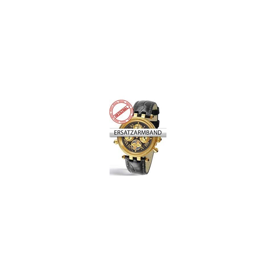 Perigaum Replacement Strap in Black for Millennium Ladies P-0606-GS Gold Clasp