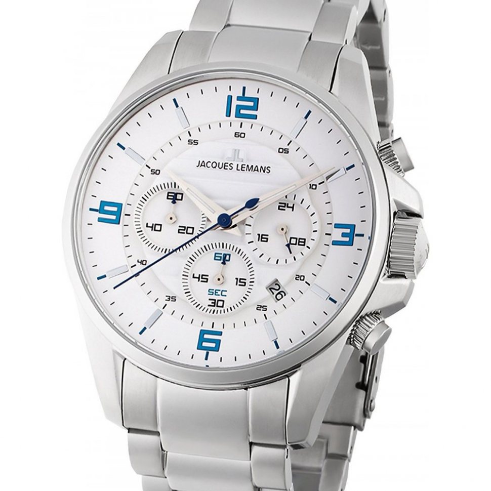 Jacques Lemans 1-2118E Liverpool Chronograph Mens Watch 44mm 10ATM