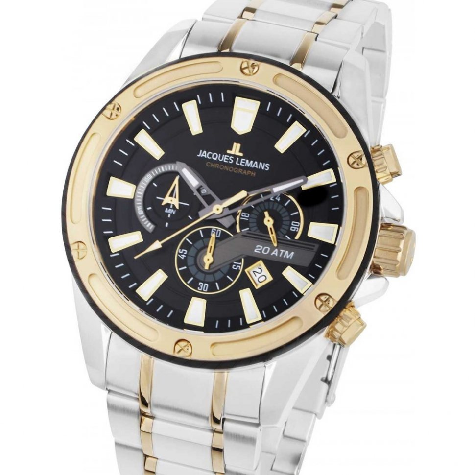 Jacques Lemans 1-2141I Liverpool Chronograph Mens Watch 48mm 20ATM