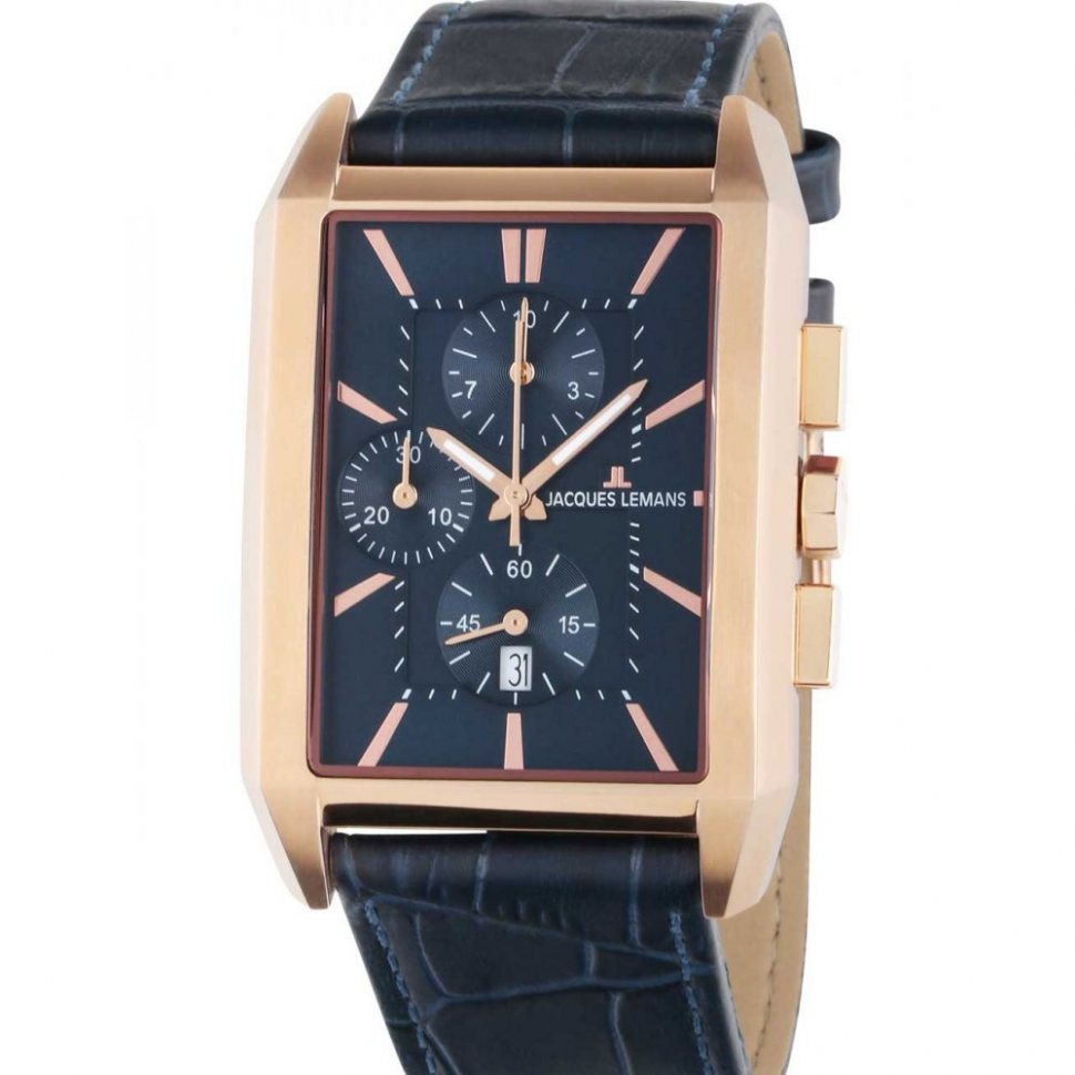 Jacques Lemans 1-2161.1G Torino squarer Mens Chronograph 34mm 5ATM