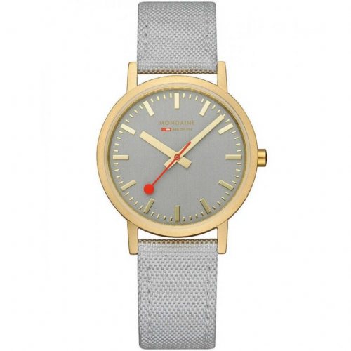 Mondaine A660.30314.80SBU Ladies Watch Classic Gray And Gold 36mm 3ATM