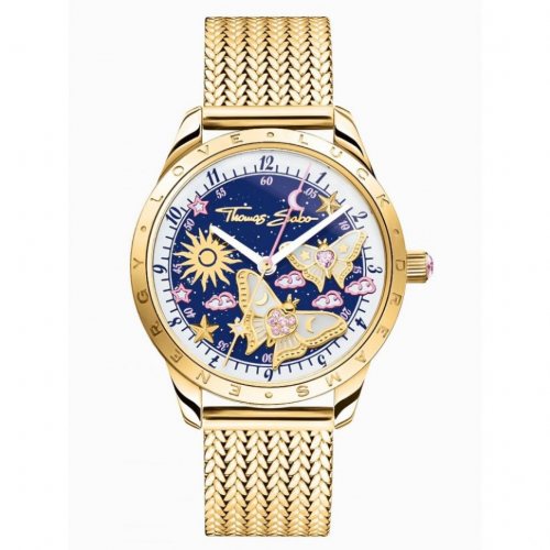 Thomas Sabo WA0430-291-207-33 Ladies Watch butterflies gold-colored 33mm 5ATM