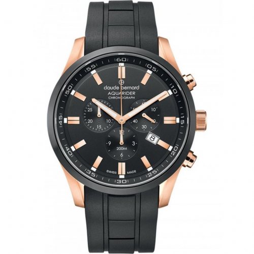 Claude Bernard 10222-37RNCA-NIR Mens Watch Aquarider Chronograph 44mm 20ATM 