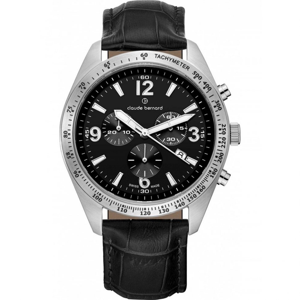 Claude Bernard 10247-3C-NB Mens Watch ST50 Chronograph 44mm 5ATM 