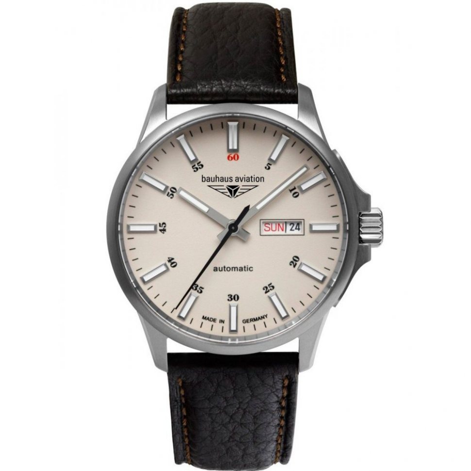 Bauhaus 2866-5 Mens Watch Aviation Automatic Titanium 42mm 10ATM
